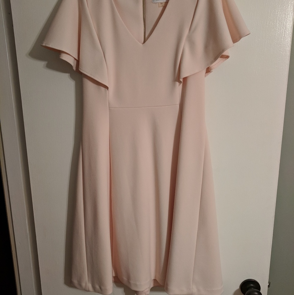 Calvin Klein Blush Flutter Sleeve Dress Size 10